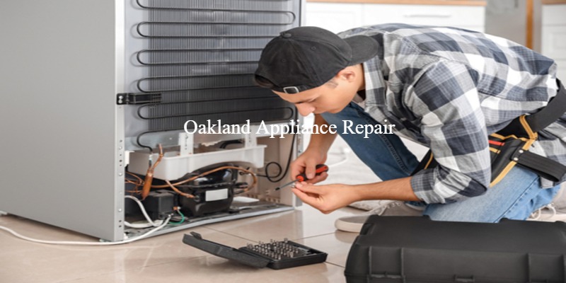 Appliance repair technician at work